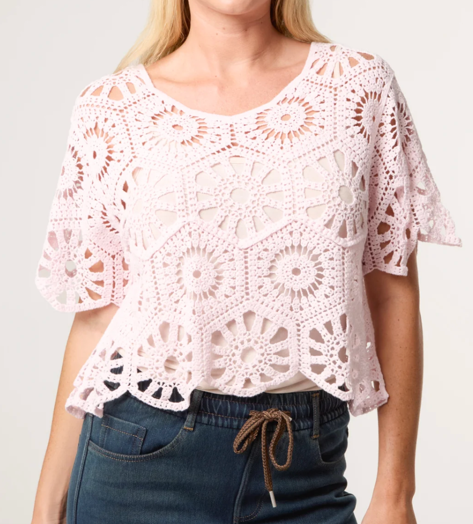 Crochet Box Top - Pink