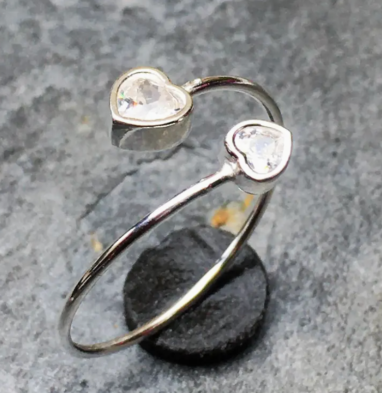 Cz Double Heart Ring - SR080B