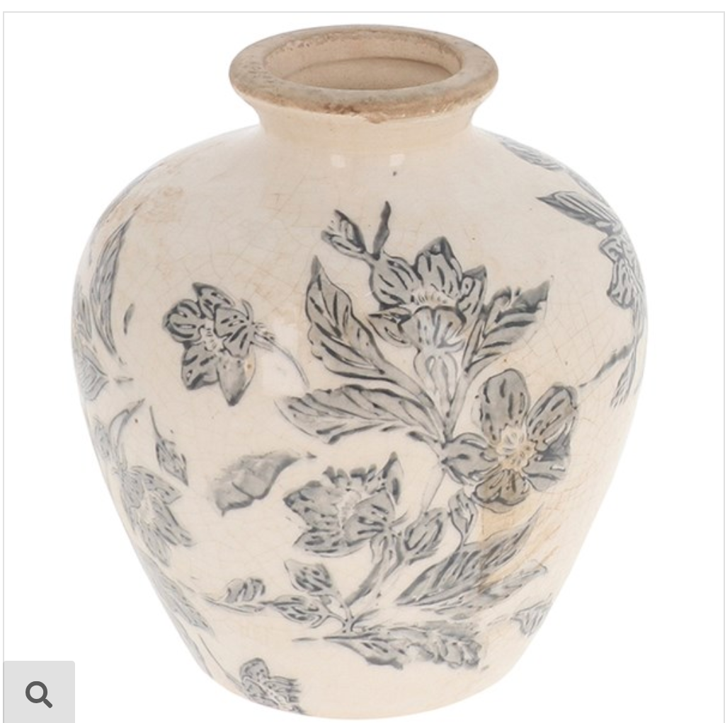 Grey Floral Vase