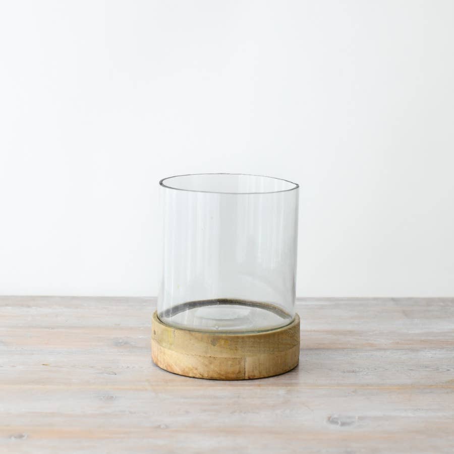 Small Candle Holder Wood Base, 20cm