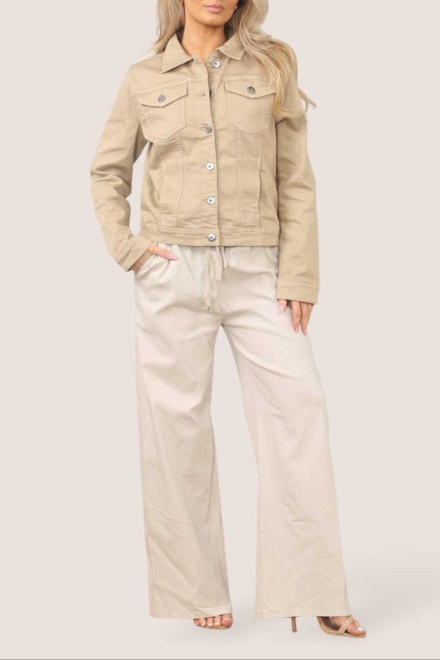 Light Mocha Brown Denim Cotton Stretch Jacket