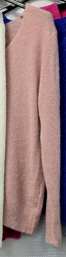 V Neck Alpaca Soft Touch Knit - Soft Pink