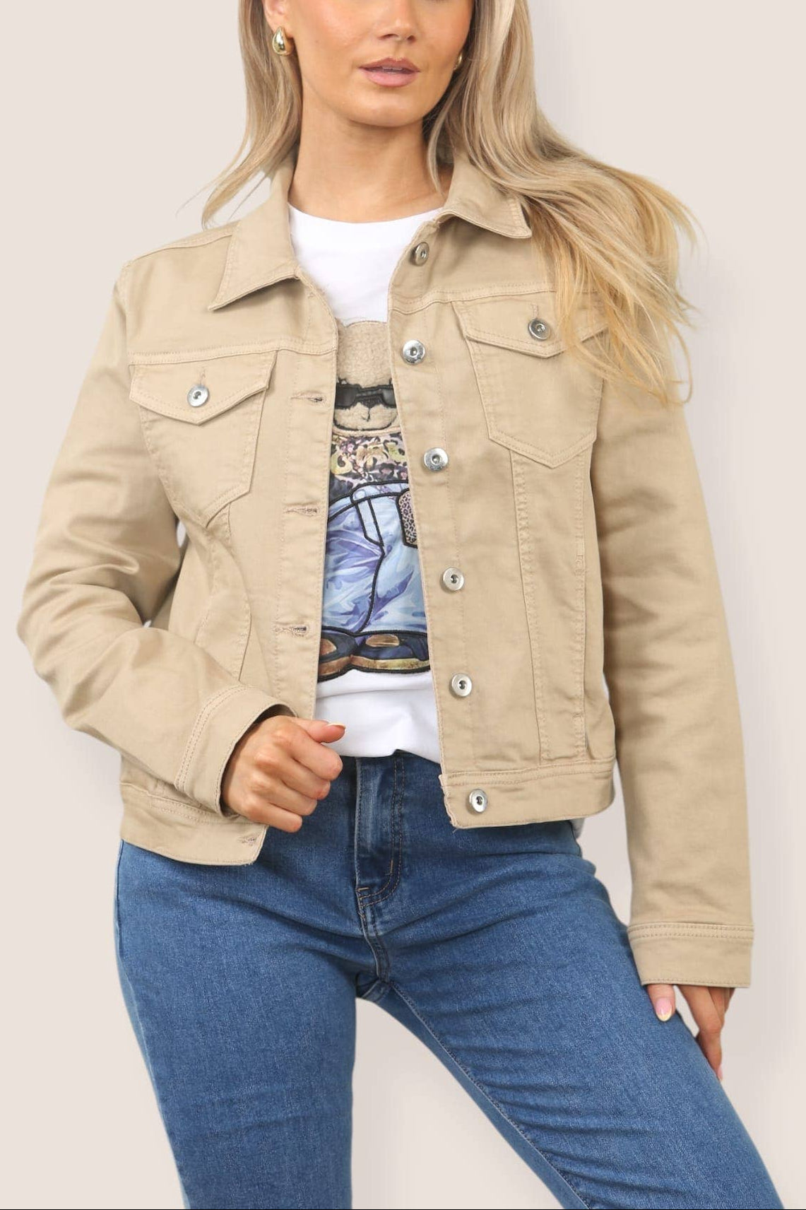 Light Mocha Brown Denim Cotton Stretch Jacket