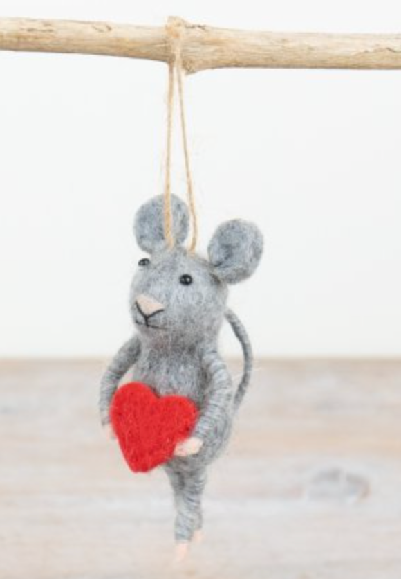 Grey Mouse with Heart