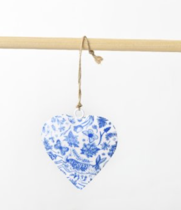 Blue Flower & Hare Hanging Heart