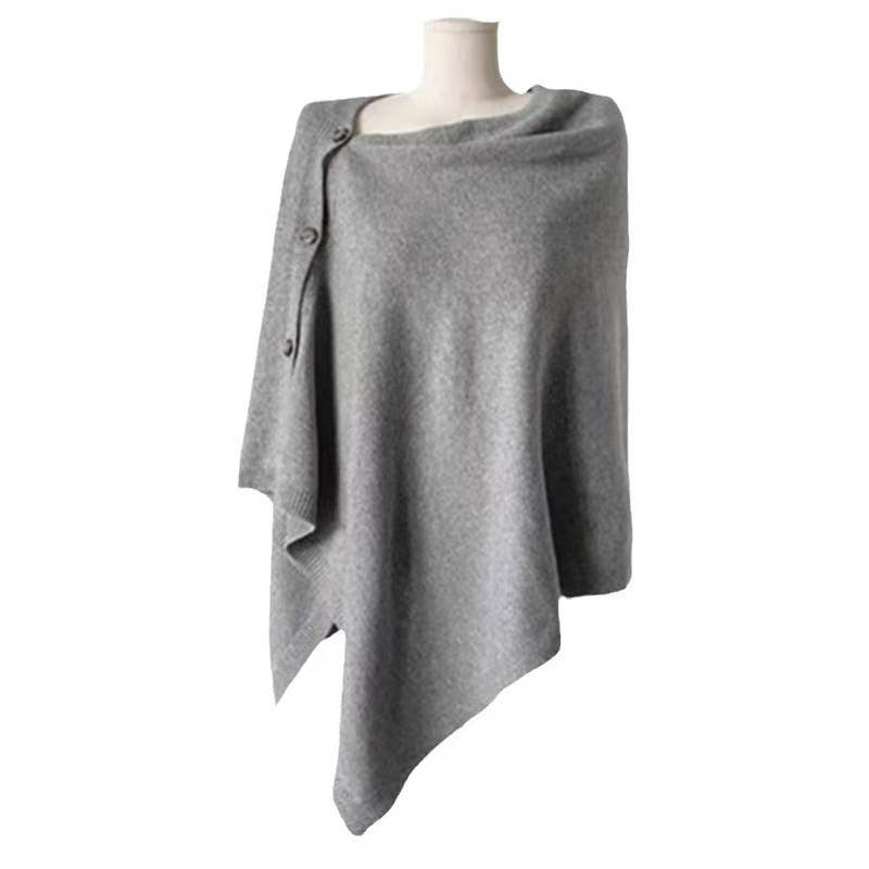 Lightweight Merino Wool Button Detail Cape B031