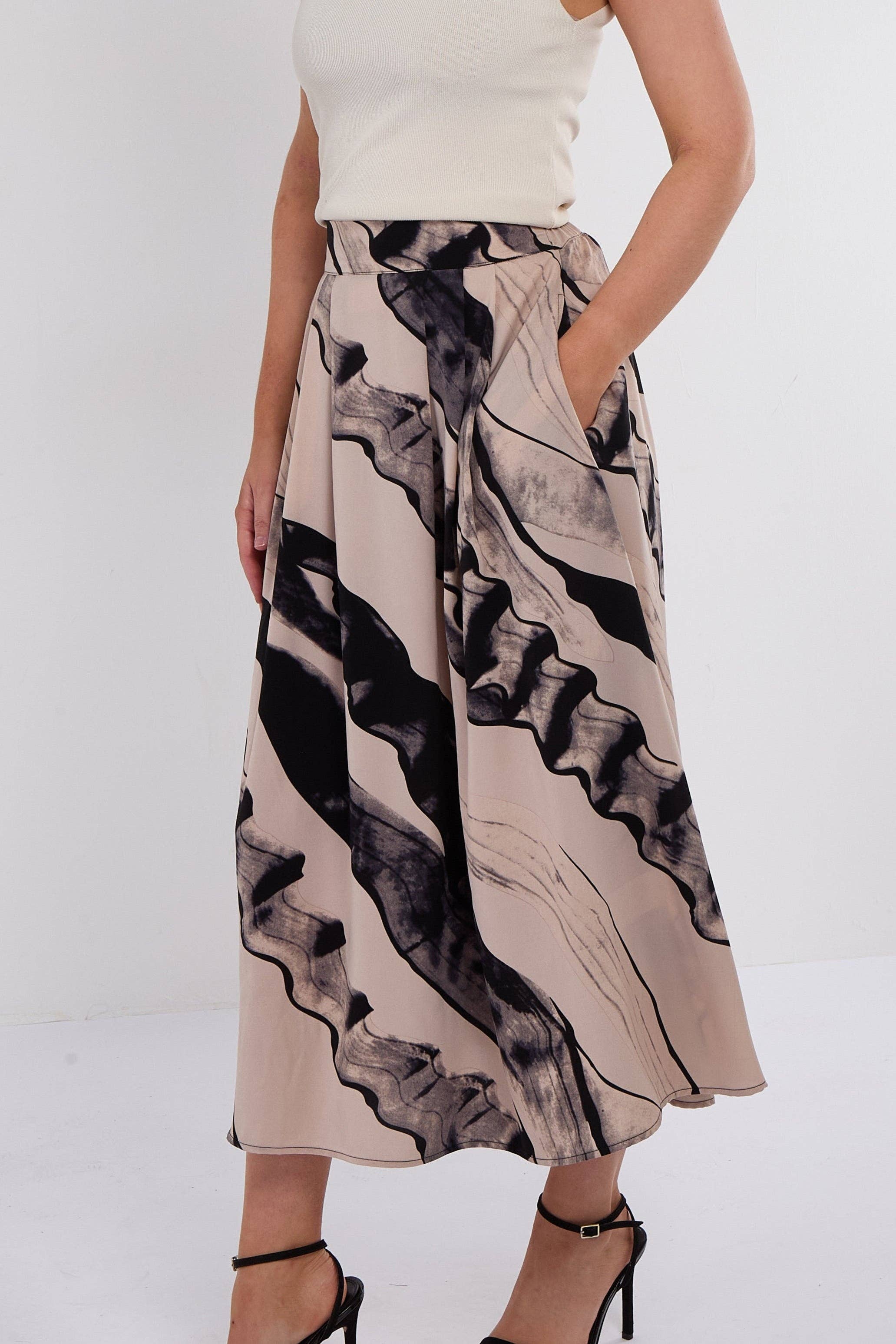 Abstract Print Maxi Skirt