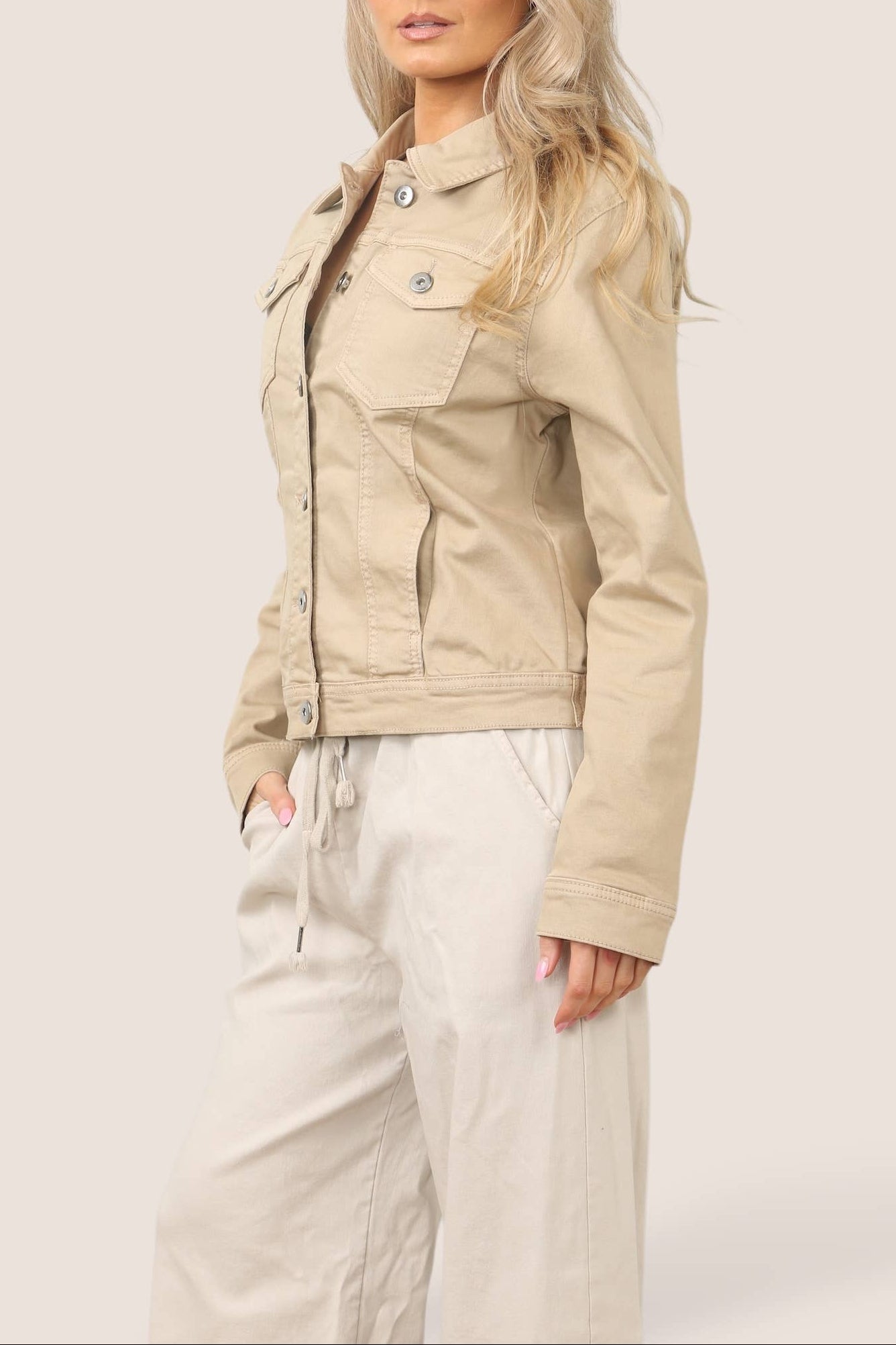 Light Mocha Brown Denim Cotton Stretch Jacket