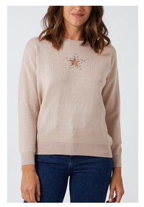 Mesh Cut Out Diamante Star Jumper