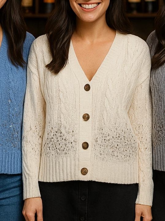 Cable Sequin Cardigan