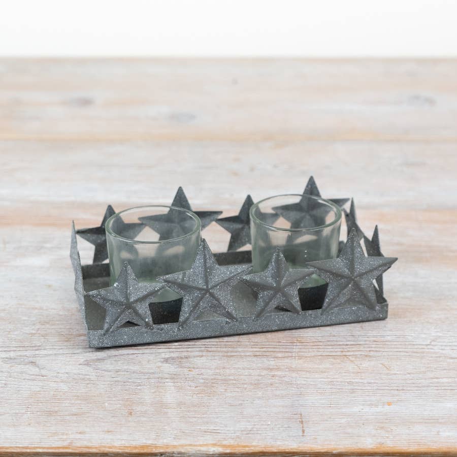 1 Metal Star T-Light Holder 16.5cm