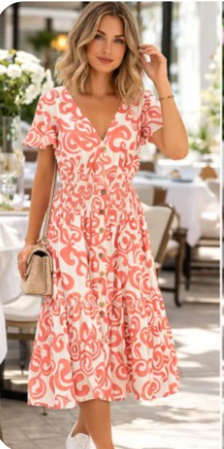 Paisley Midi Dress - Pink