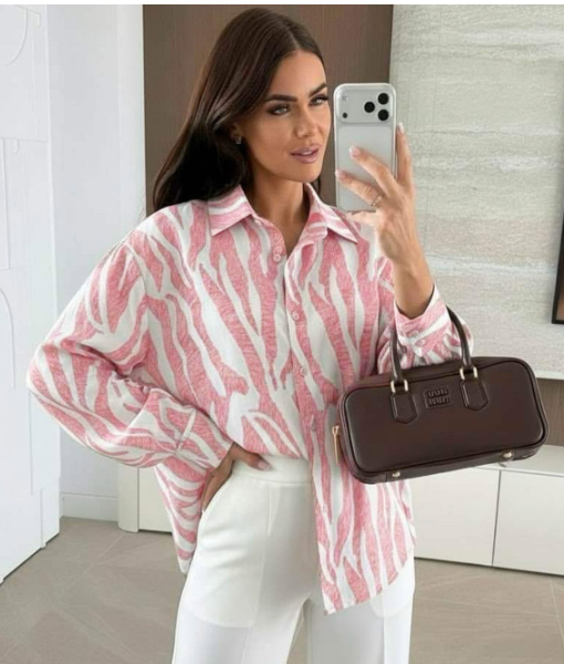 Oversized Zebra Shirt - Pink