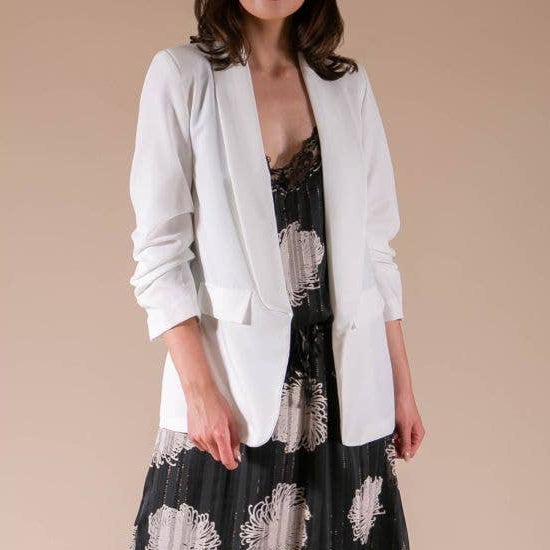 Oversized Rouched Sleeve Blazer