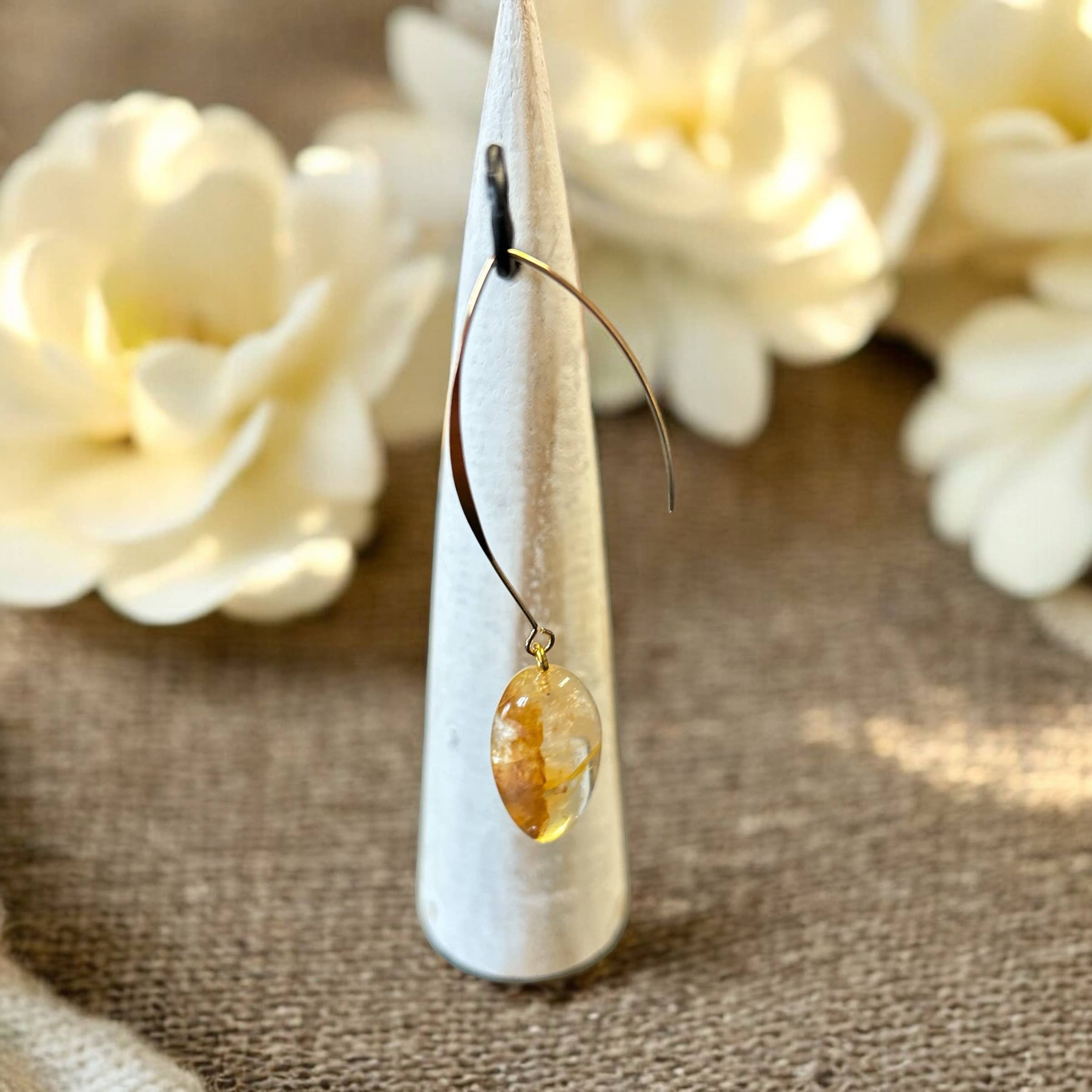 Long Drop Earrings - Sand Stone - ER171GB