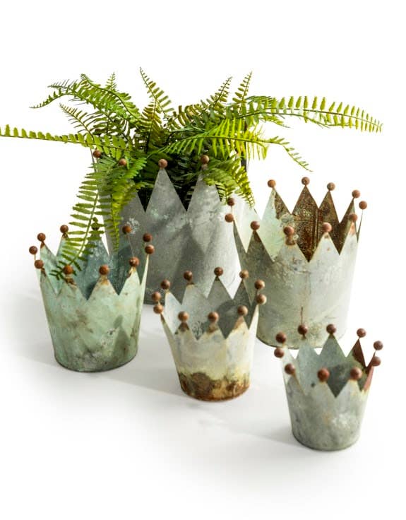4 Crown Planters - Oxidised-Metal - Small