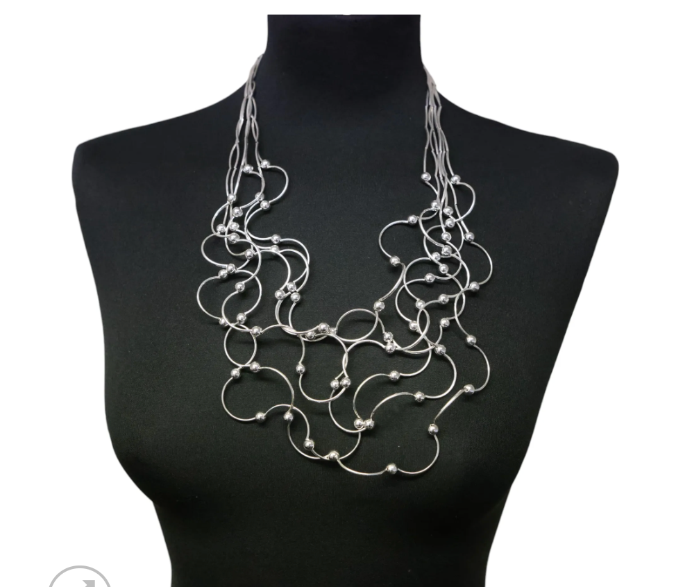 Statement Wire & Bead Necklace - NK350S