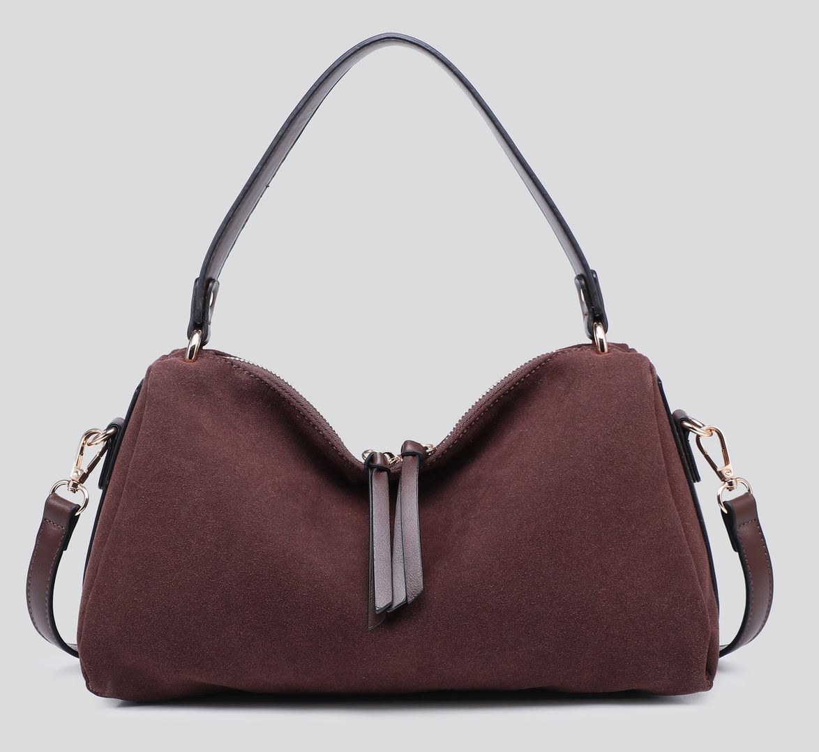 Suedette Shoulder Bag - Chocolate