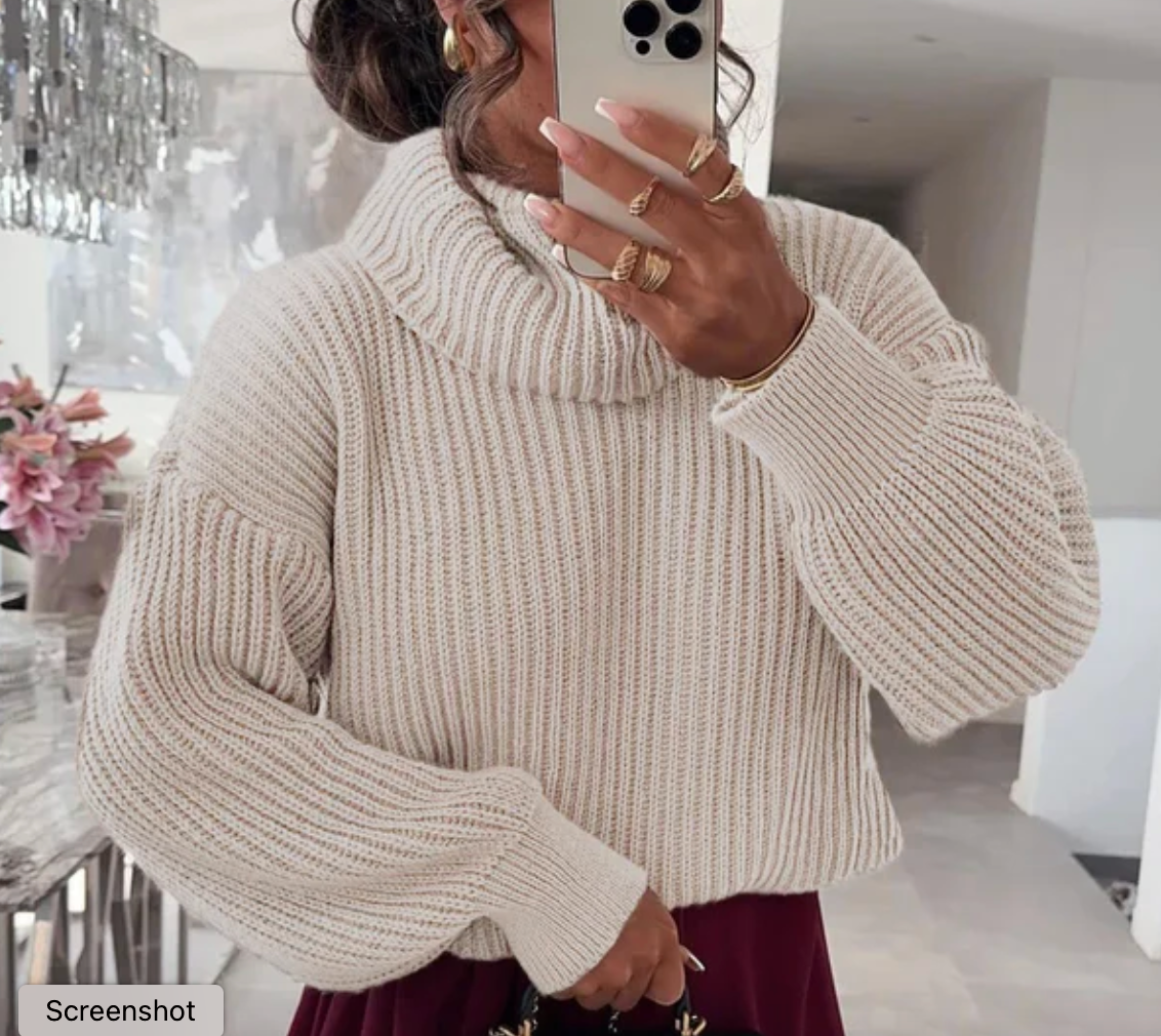Oversized Turtleneck Jumper - Cream