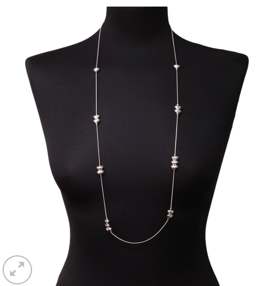 Cascading Mini Heart Necklace - Silver - NK342S