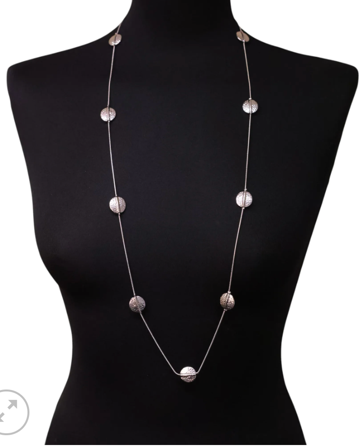 Cascading Coffee Bean Necklace - Silver