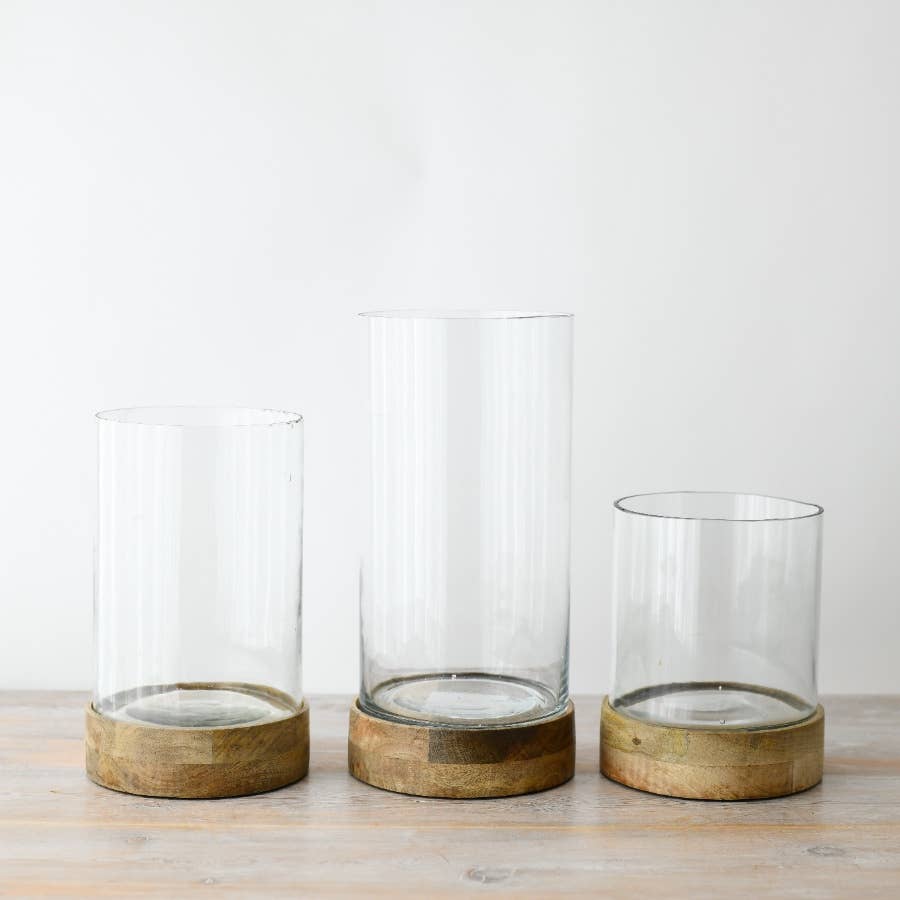 Small Candle Holder Wood Base, 20cm