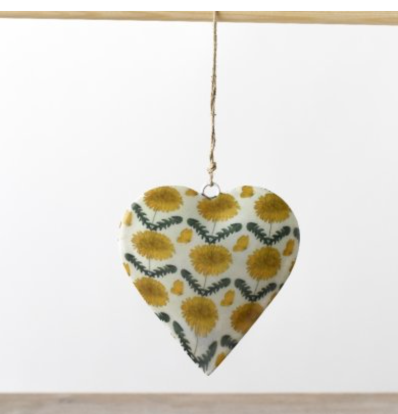 Yellow Flower Enamel Hanging Heart