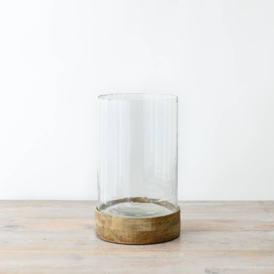 Med Candle Holder Wooden Base, 27.5cm