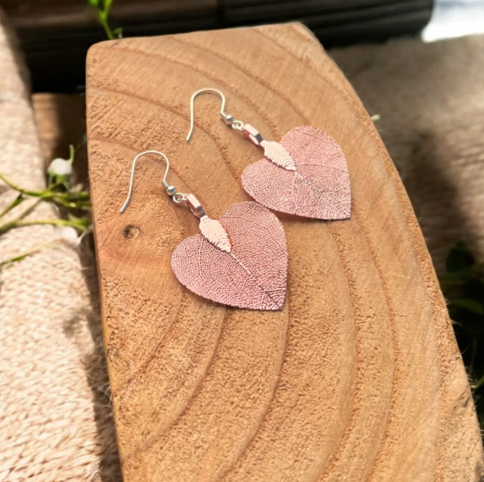 Filigree Heart Earrings - Pink - ER172P