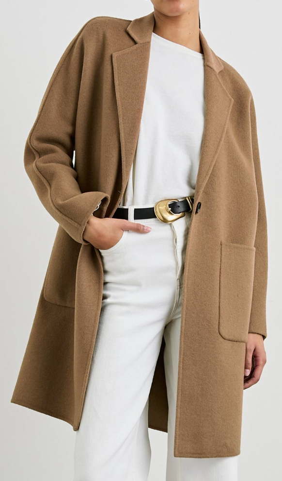 Long Coat Leopard Brooch - Camel