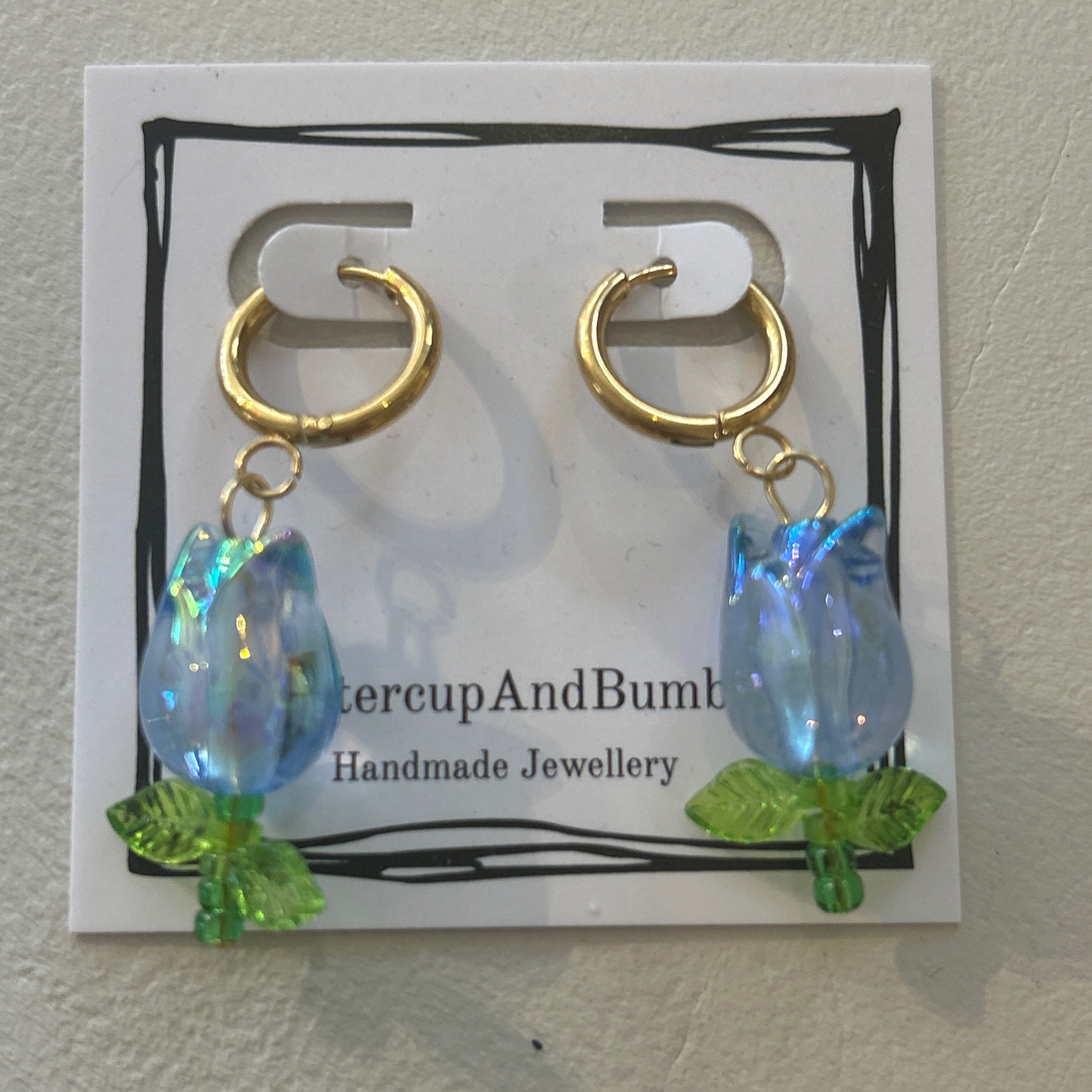 Gold Hoop Blue Flower