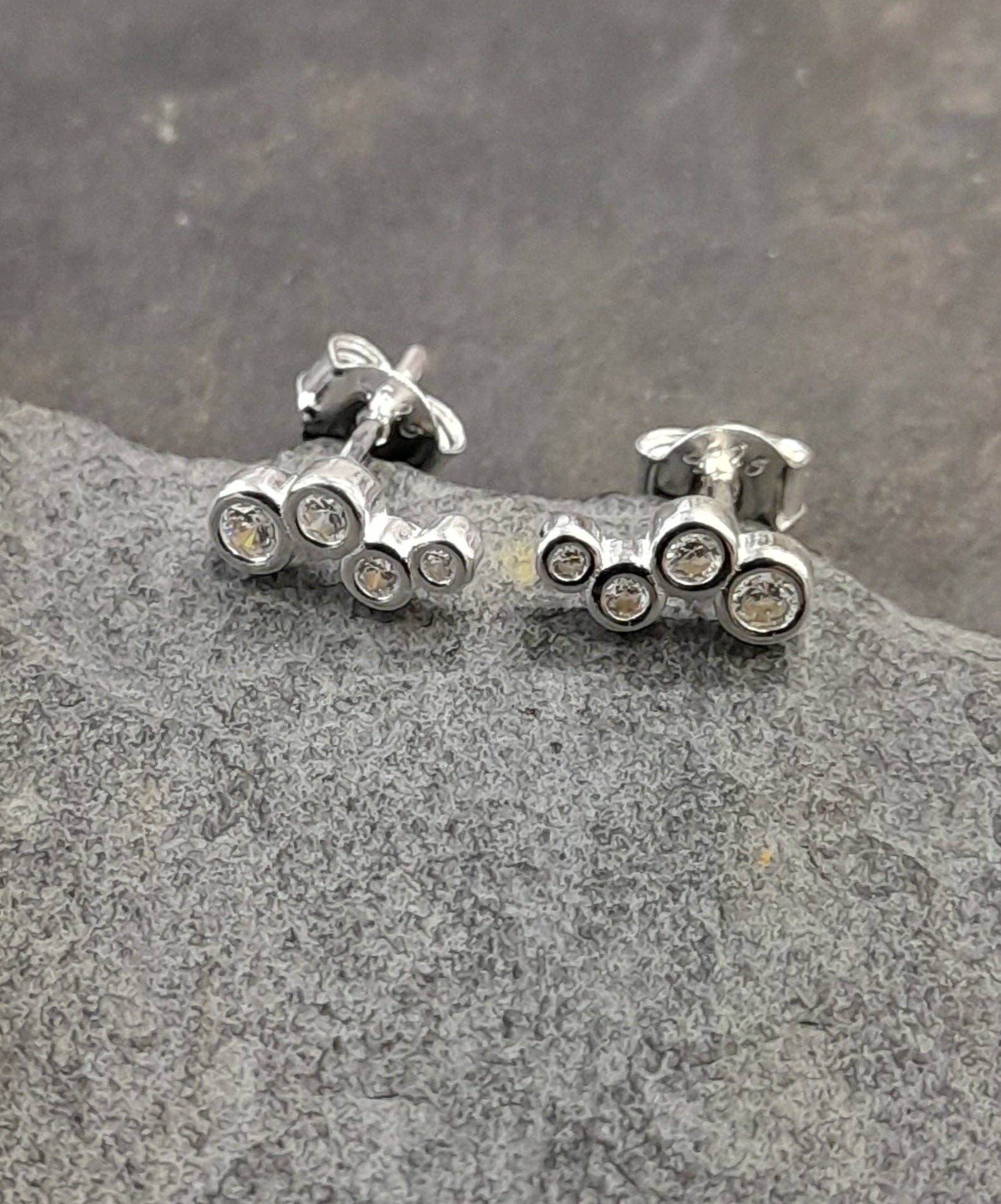 Round CZ Row Studs - SS744B