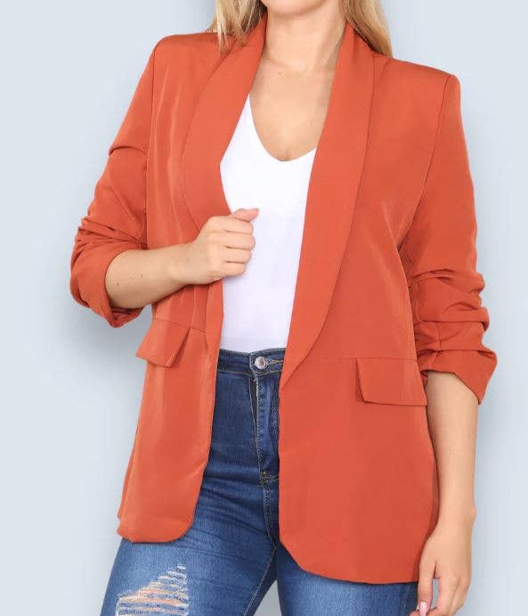 Oversized Rouched Sleeve Blazer