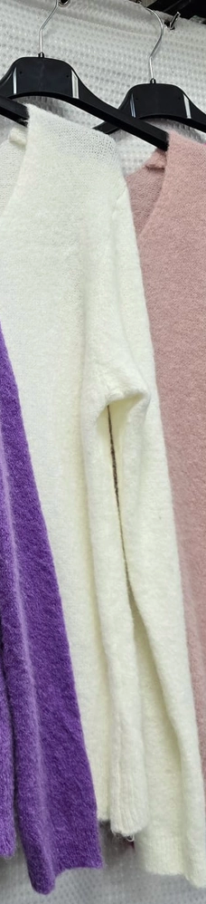 V Neck Alpaca Soft Touch Knit - White
