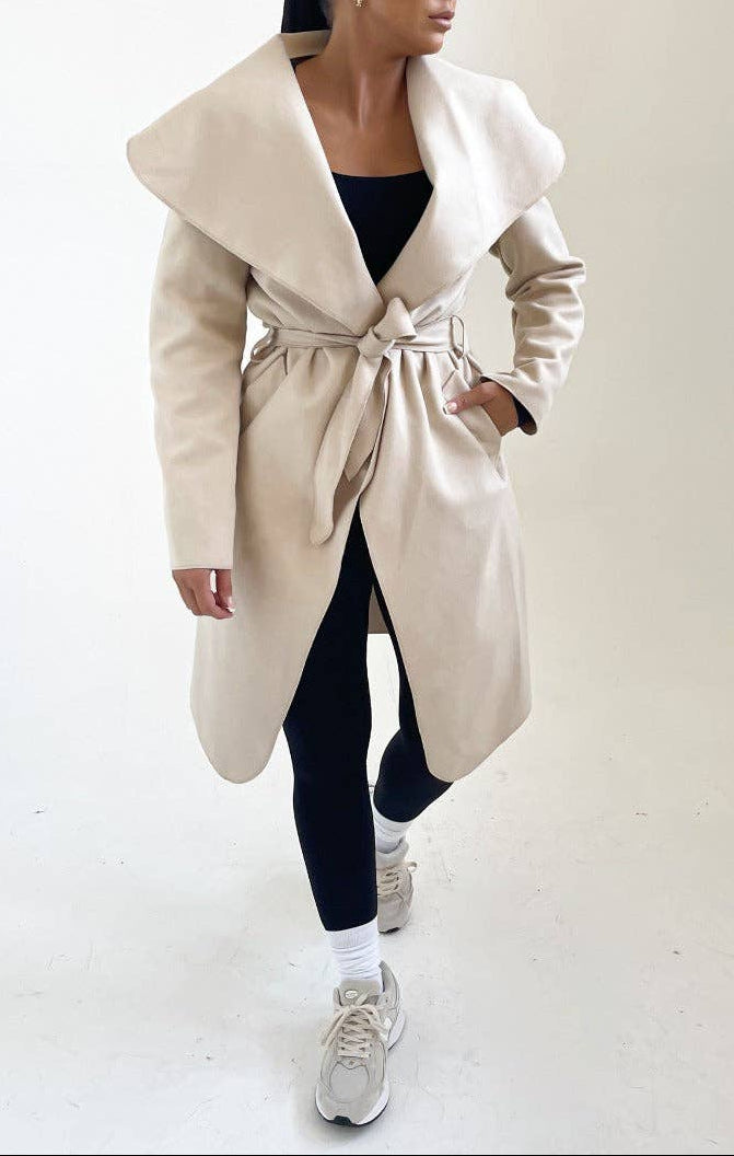 Waterfall Duster Belted Long Coat
