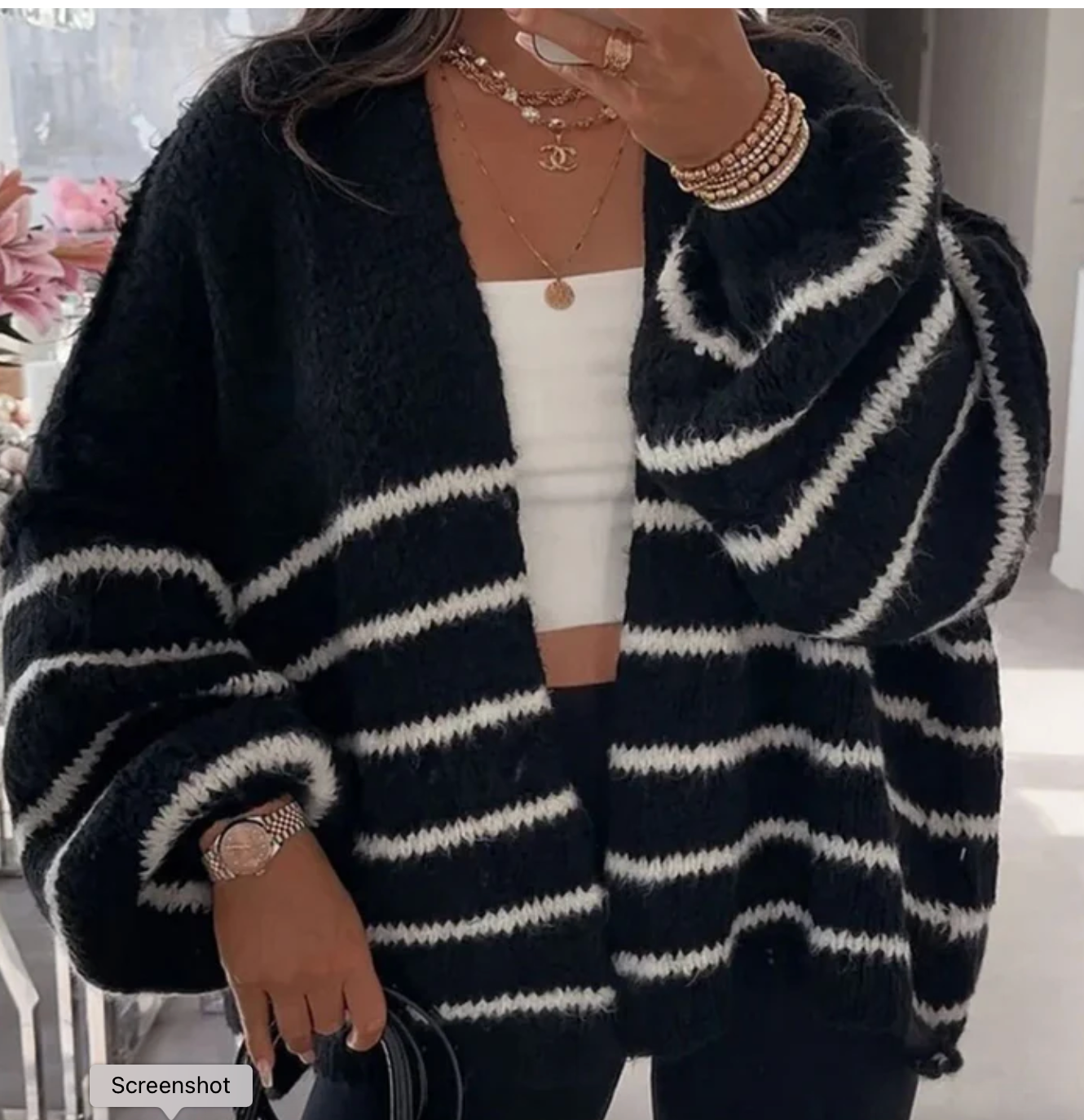 Striped Cardigan - Black
