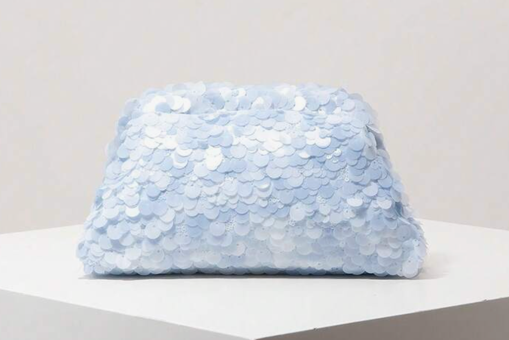 Sequin Clutch Bag - Sky Blue